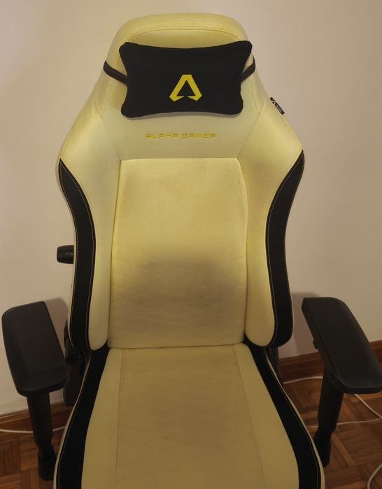 Cadeira Gaming Alpha Gamer Alegra Fabric Amarela/Preta