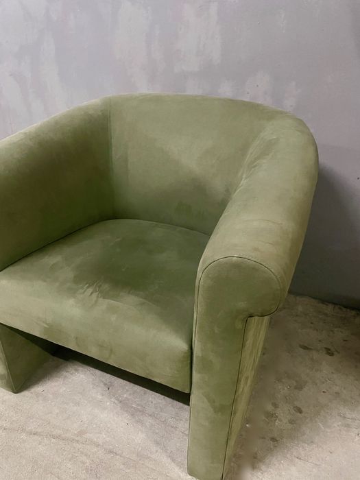 Poltrona de veludo/pêlo pêssego esverdeado