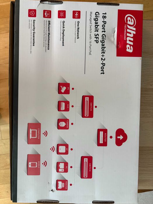 Switch Dahua DH-CS4220-16GT-135 PoE 135W 16x Gigabit 2x SFP RACK – nowy