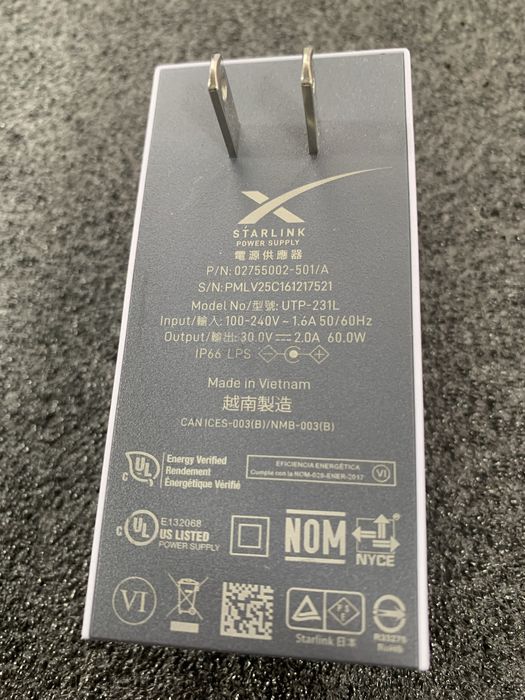 Блок живлення для Starlink mini/Вилка Type A (USA)