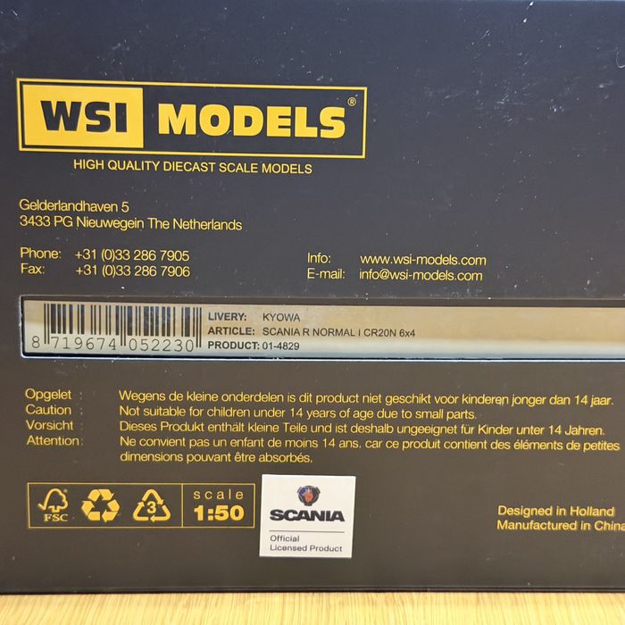 Model 1:50 WSI Scania R Normal 6x4