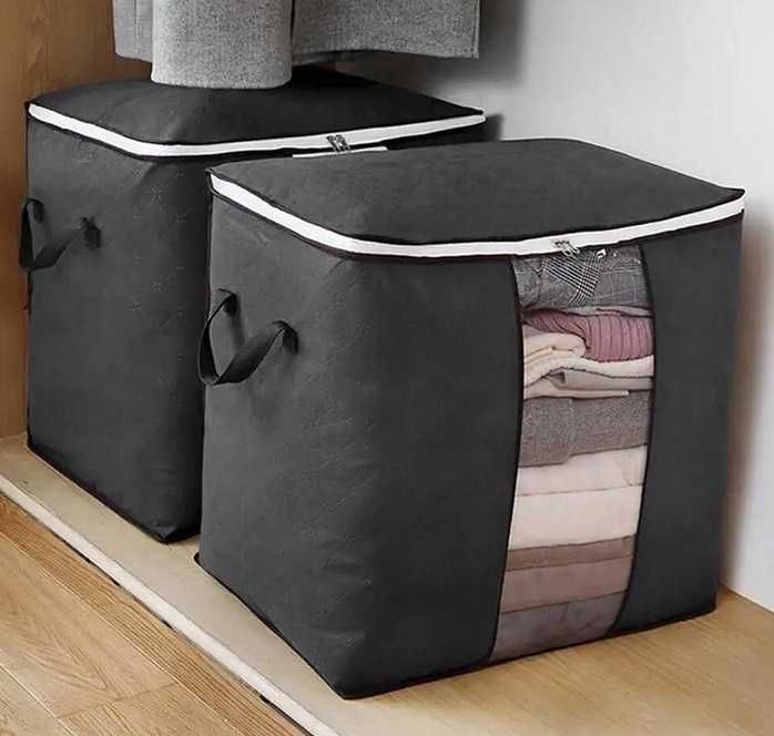 Zestaw 2 organizerów torby do szafy ubrania i pościel