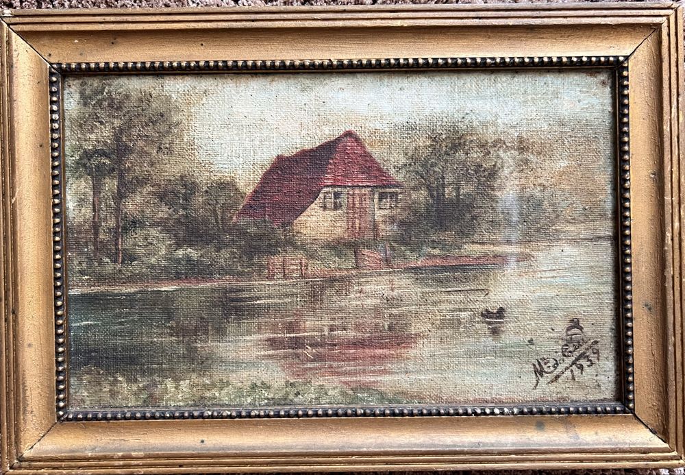 Quadro-pintura  1939 oléo sobre tela.Assinado por Maria do Céu.