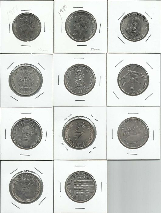 11 moedas portuguesas de 25$00 diferentes – Cupro-Níquel