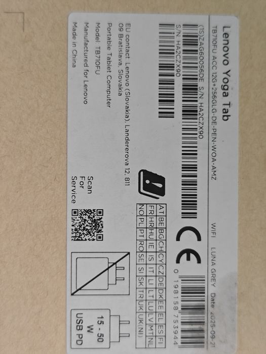Планшет Lenovo Yoga Tab 12/256GB Luna Grey + Pen (ZAG60056)