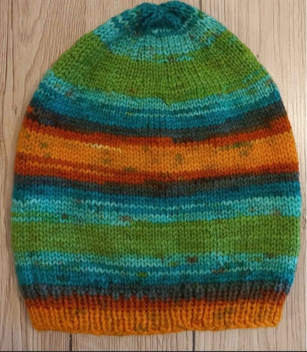 Czapka i komin handmade druty szmaragd zielony pomaranczowy