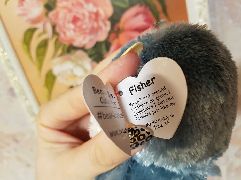 TY Beanie Boos глазастик пингвин FISHER 15 см оригинал Новинка 2024