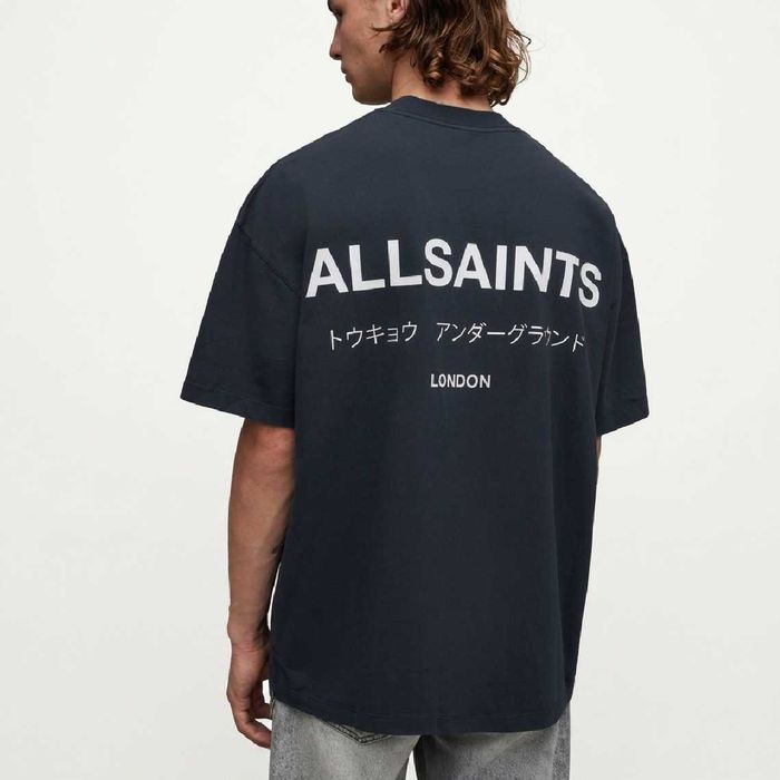 Стильна оверсайз футболка A*lSaints Dark Blue + Подарунок Тату Рукава
