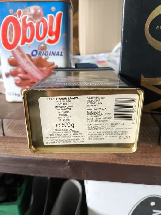Puszka po kawie Lavazza 1991, kakao Oboy