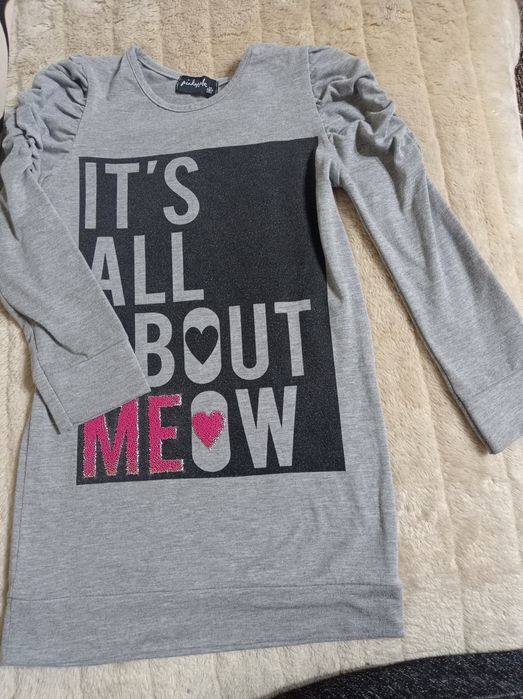 Bluzka koszulka rękaw 3/4 szara 7/8 lat