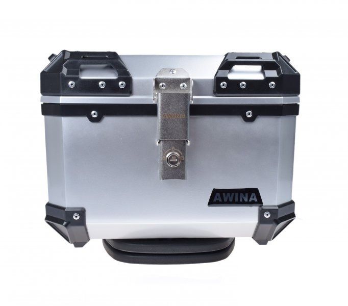 Kufer Motocyklowy Centralny ADVENTURE ENDURO Lekki 45L Oparcie Srebrny
