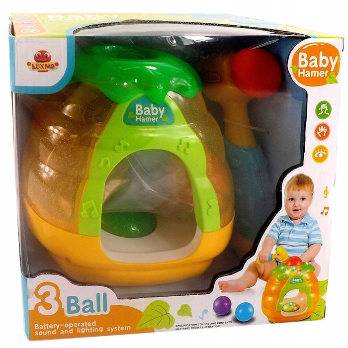 Zbijak piłeczki dźwięki światła młoteczek 338