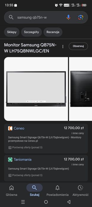 Monitor/TV SAMSUNG 4K 75"interaktywny