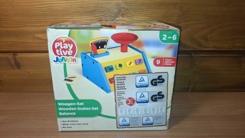 Waga Drewniana Kasa Sklepowa - Zabawka Sensoryczna - Maria Montessori