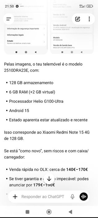 Xiaomi note 15 4g 128