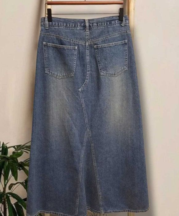Винтажная джинсовая юбка макси, трапеция, TRADER Jeans Company эффект варки, р. S/M