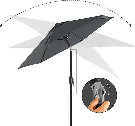 Parasol ogrodowy 2,1 m czarny uchwyt korbowy do otwierania