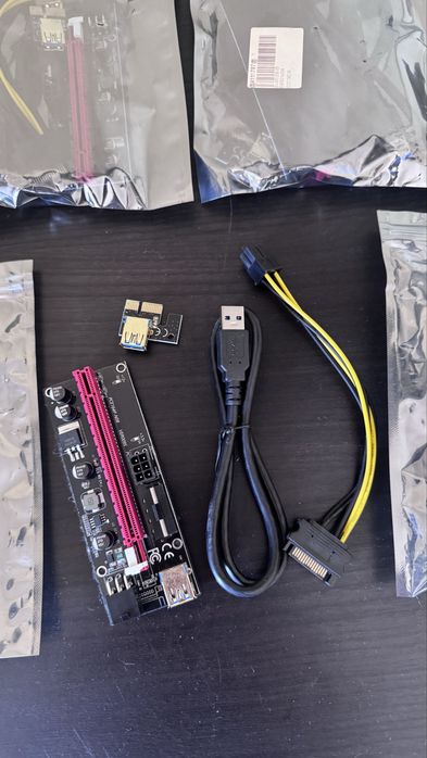 6x Kit Riser PCIe para x16 USB 3.0 para Mineração GPU