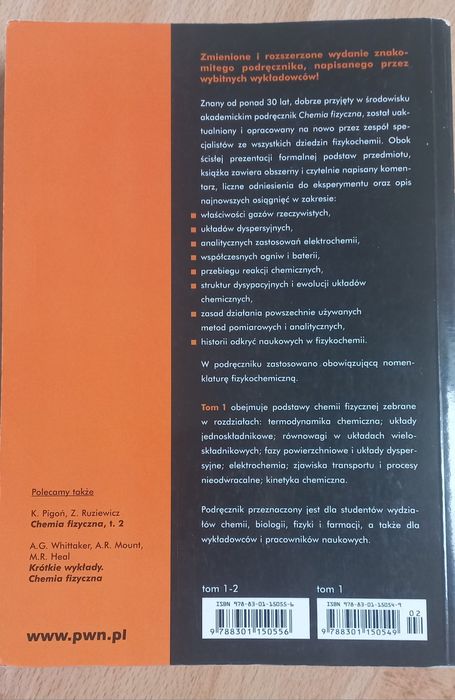 "Chemia fizyczna. Podstawy fenomenologiczne" tom 1 Krzysztof Pigoń, Z