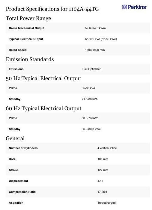 Motor Perkins 1104A-44TG – Novo (Nunca Usado)