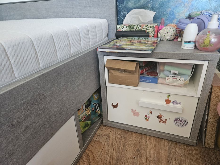 Młodzieżowe łóżko MI PIACE, 90x200 plus szafka NOCNA GRATIS pufa worek