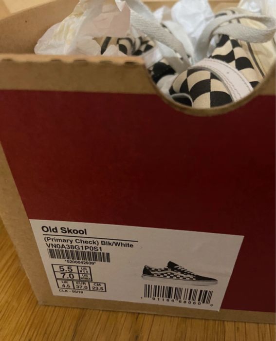 Vans Old School xadrez preto e branco – Originais