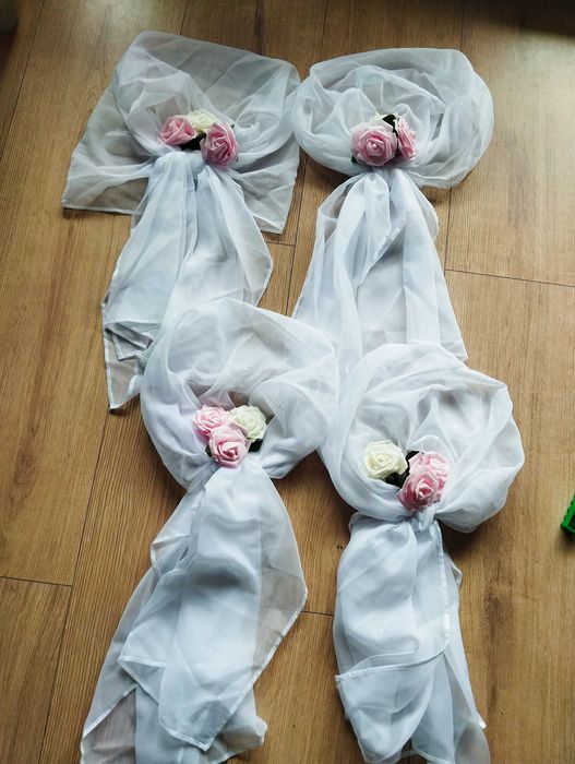 Ozdoba na krzesła weselne dla młodych i świadków