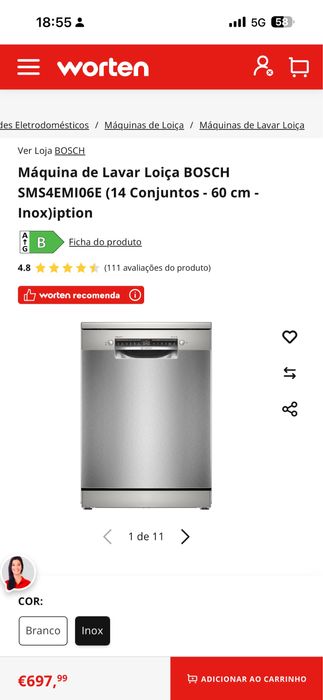 Máquina de Lavar Loiça BOSCH SMS4EMI06E (14 Conjuntos