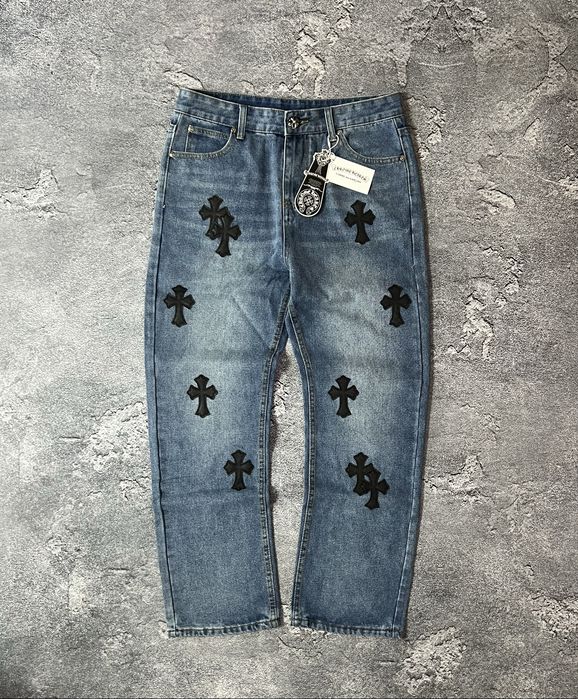 Chrome Hearts Jeans, джинси хром хартс,з хрестами,y2k,широкі,slim fit