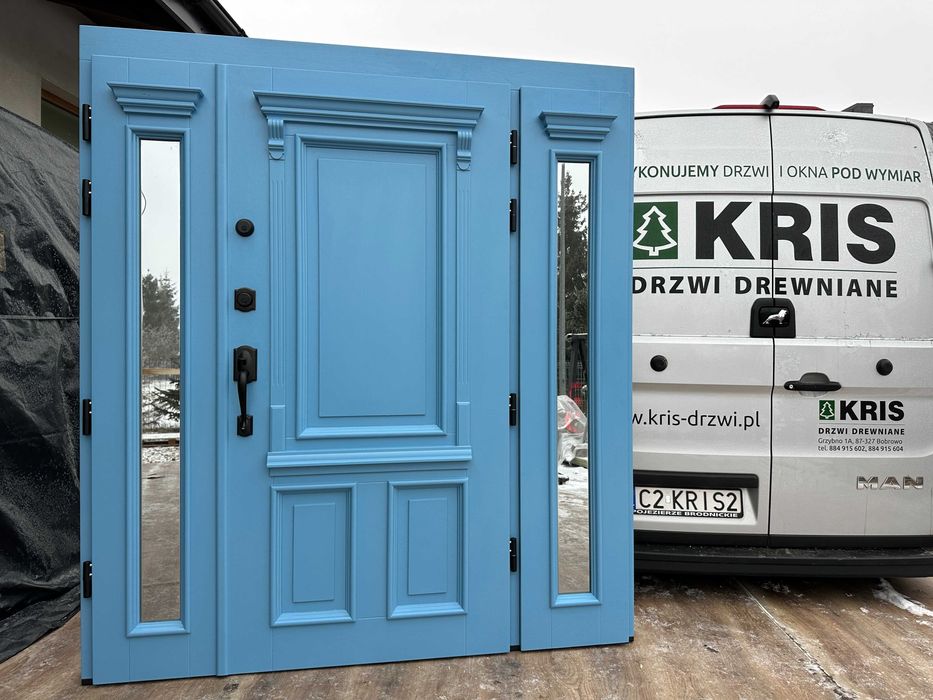 Drzwi zewnętrzne drewniane z doświetlami SCHLAGE NA KAŻDY WYMIAR