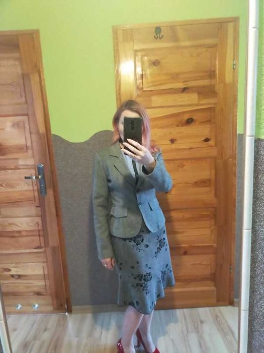 Tweedowy żakiet na podszewce