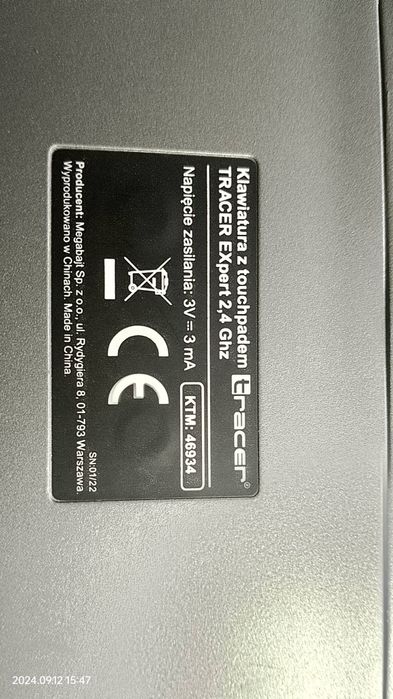 Klawiatura bezprzewodowa membranowa tracer