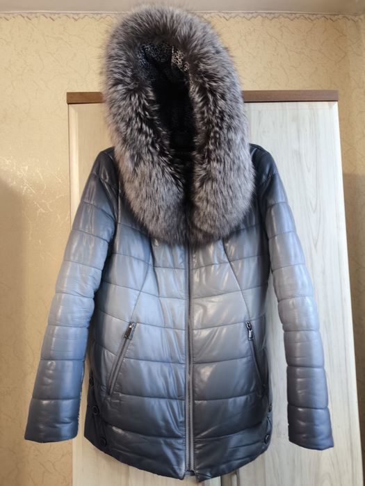 Куртка  шкіряна з натуральним хутром