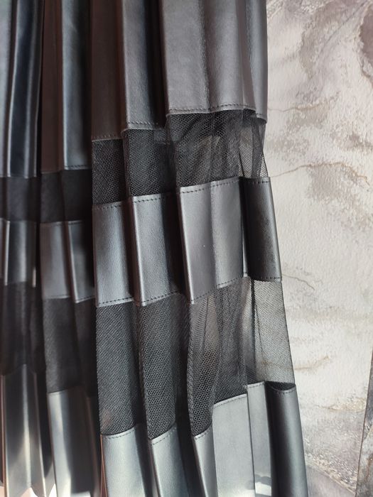 Плісована спідниця міді MY TWIN (Twinset) з екошкіри та сітки