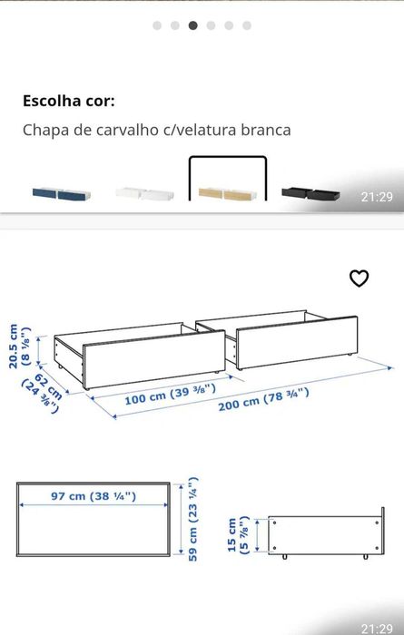 2 Gavetões Arrumação Cama Malm IKEA - BLACK DAYS