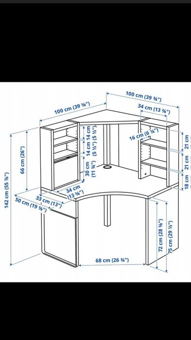 Biurko narożne białe IKEA