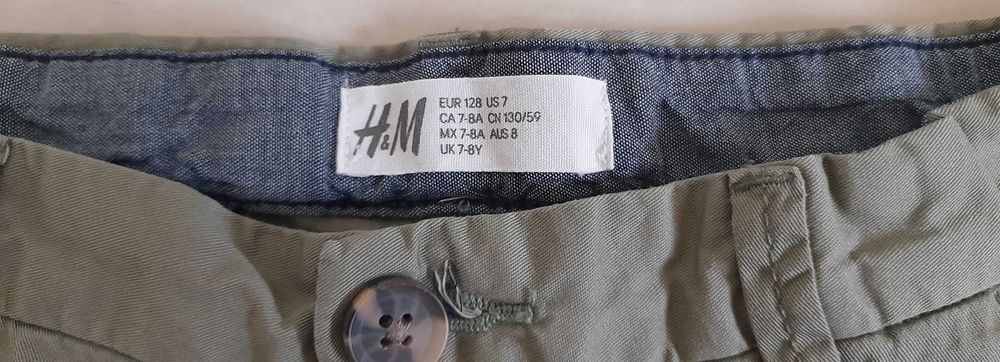 H&M spodenki chłopięce chino bawełna khaki R.128 j.NOWE