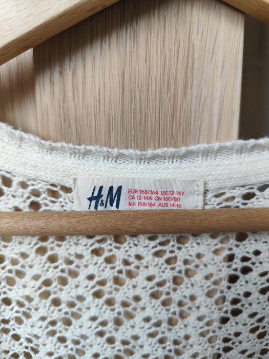 Kremowy/ecru, ażurowy sweter/kardigan, H&M