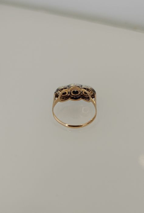 Anel prata e ouro com diamantes