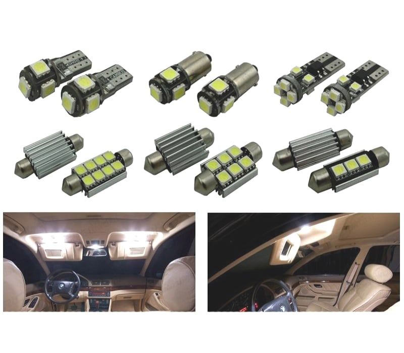KIT COMPLETO DE 19 LÂMPADAS LED INTERIOR BMW E39 5 SERIE SEDAN 520I 535I 525I 528I 530I 540I M5 96-03