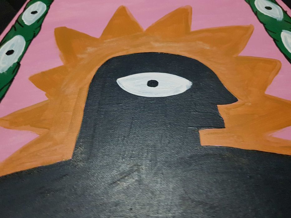 Obraz malowany na płótnie, abstrakcja różowy czarny