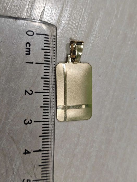 Złota zawieszka męska do graweru z podwójnym paskiem PR 585