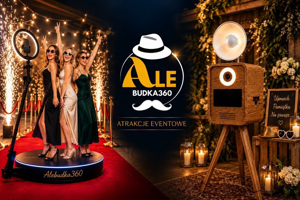 Fotobudka 360 | PROMOCJA | Fotobudka Retro | Fotobudka Klasyczna Vintage | Fontanna Iskier | Wideobudka | Atrakcja na Wesele, Urodziny, Event, Impreze