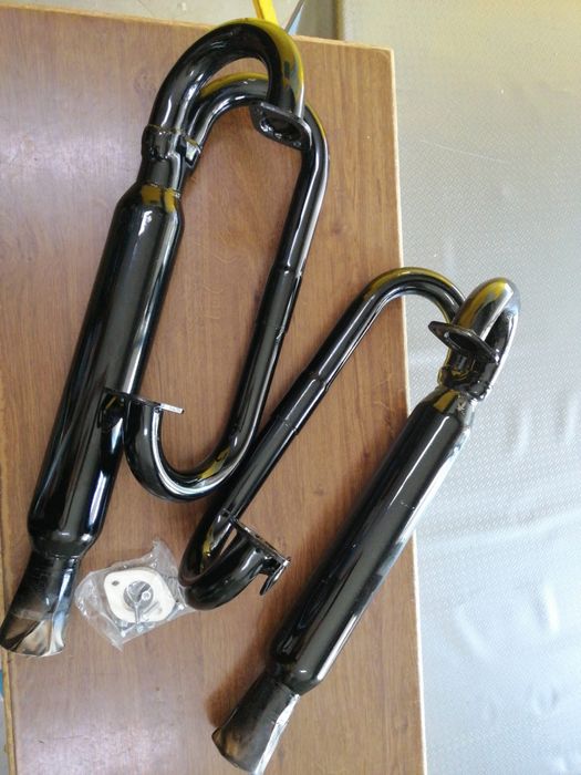 Escape duplo preto com ponteiras cromadas p BUGGY