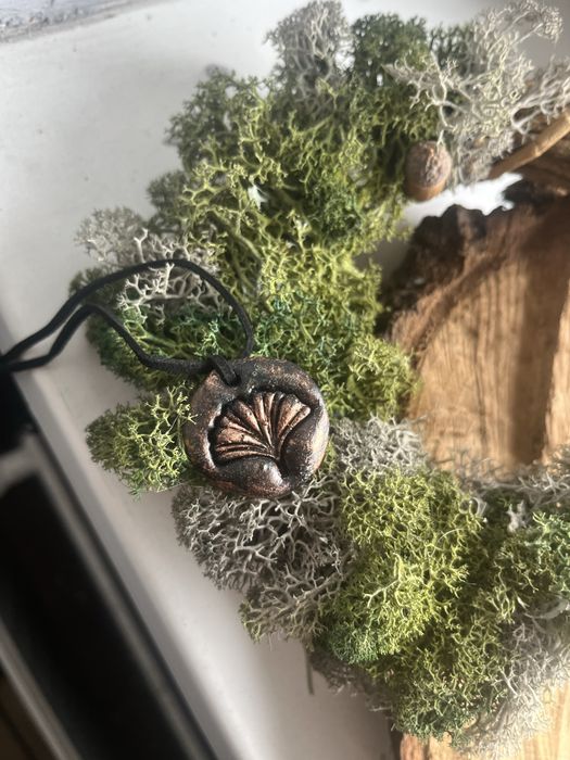 Naszyjnik z lisciem miłorzębu boho hippie fairy natura las slavic