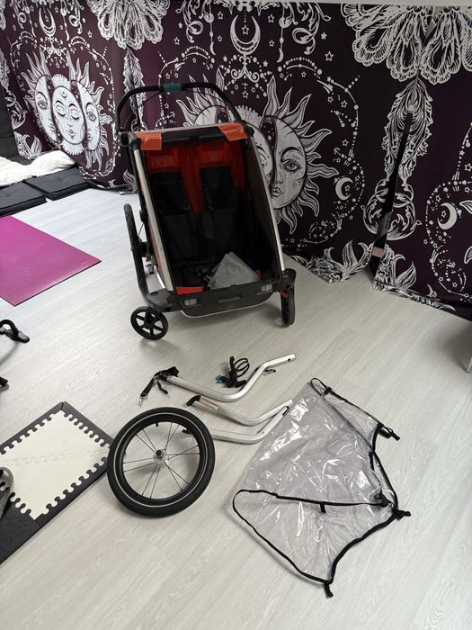 Przyczepka Thule dla dwójki dzieci – 3w1 + akcesoria