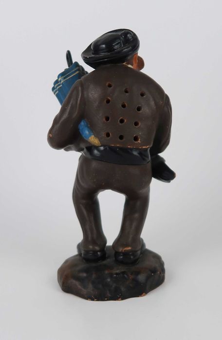 Paliteiro Zé Povinho com guarda chuva em faiança das Caldas (raro)