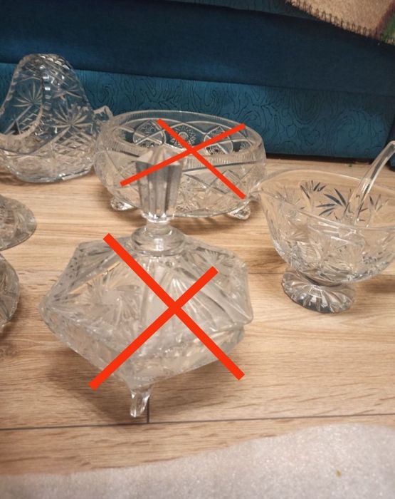 Kryształy komplet: waza, koszyczek