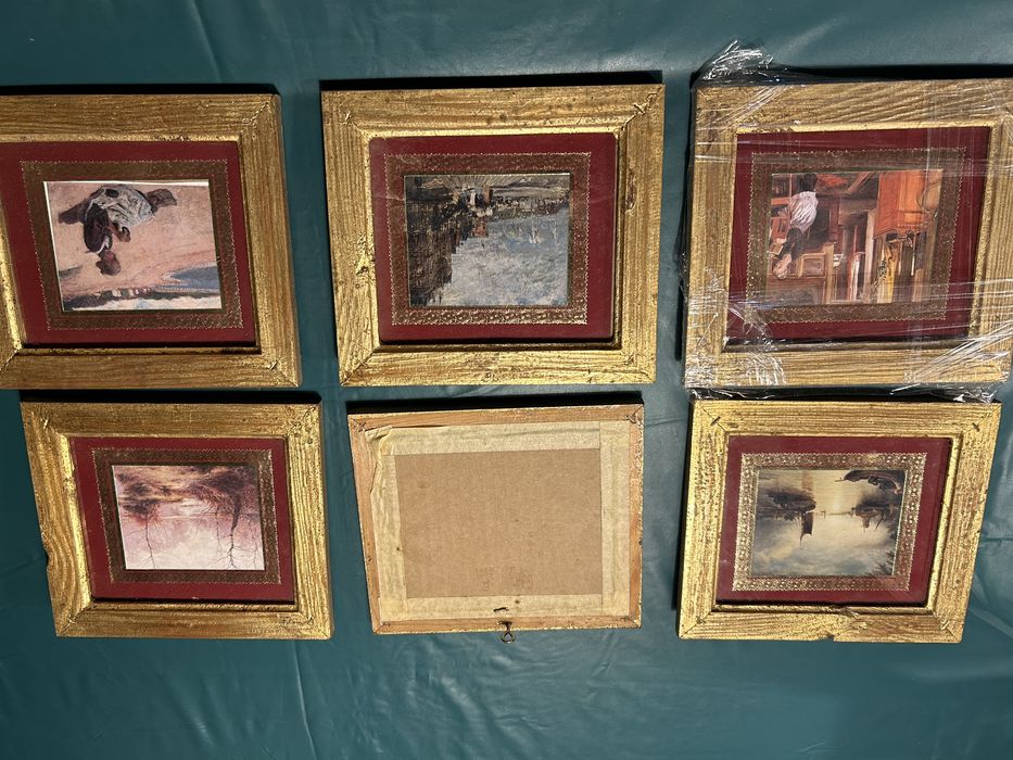 6 quadrinhos com moldura dourada