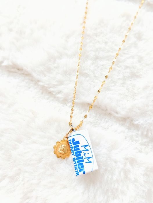 Złoty naszyjnik z medalikiem Maryja próba 585